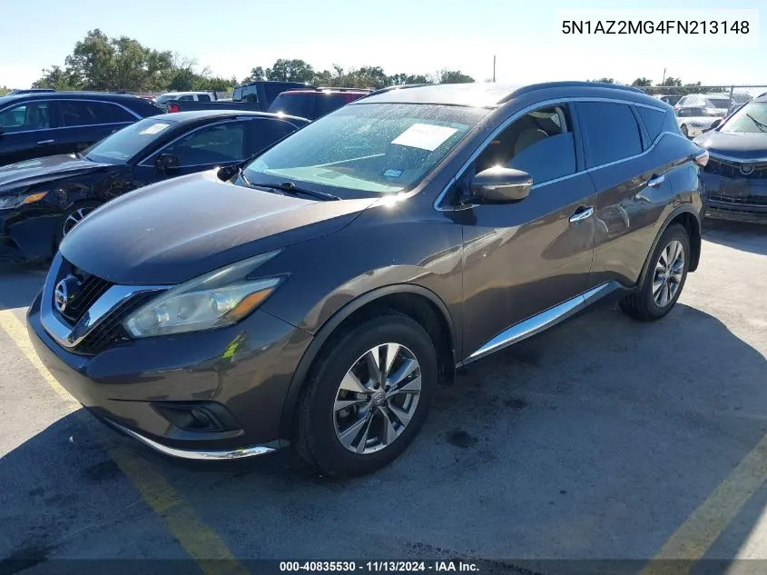 2015 Nissan Murano Sv VIN: 5N1AZ2MG4FN213148 Lot: 40835530