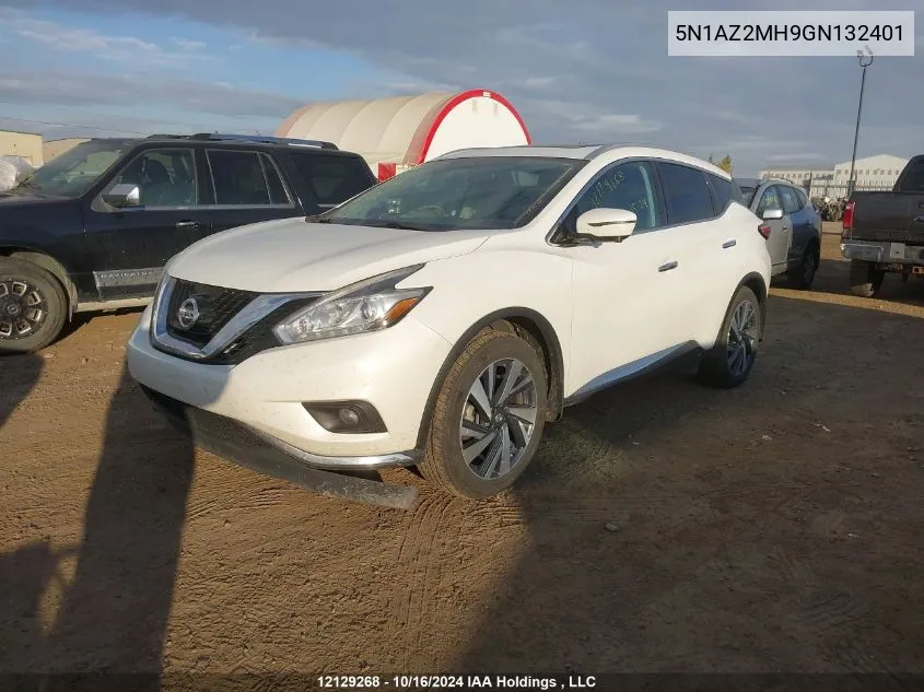 2016 Nissan Murano S/Sl/Sv/Platinum VIN: 5N1AZ2MH9GN132401 Lot: 12129268