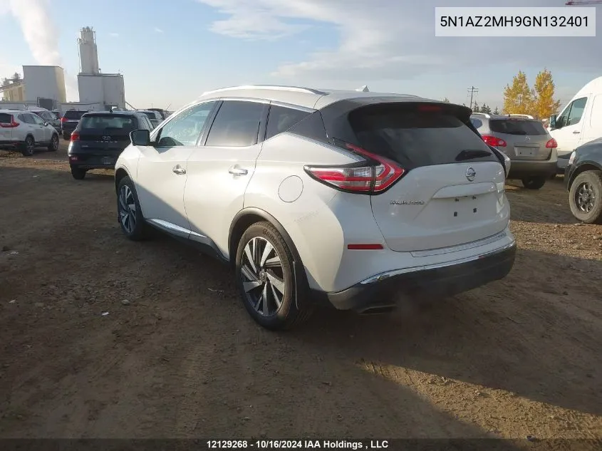 2016 Nissan Murano S/Sl/Sv/Platinum VIN: 5N1AZ2MH9GN132401 Lot: 12129268