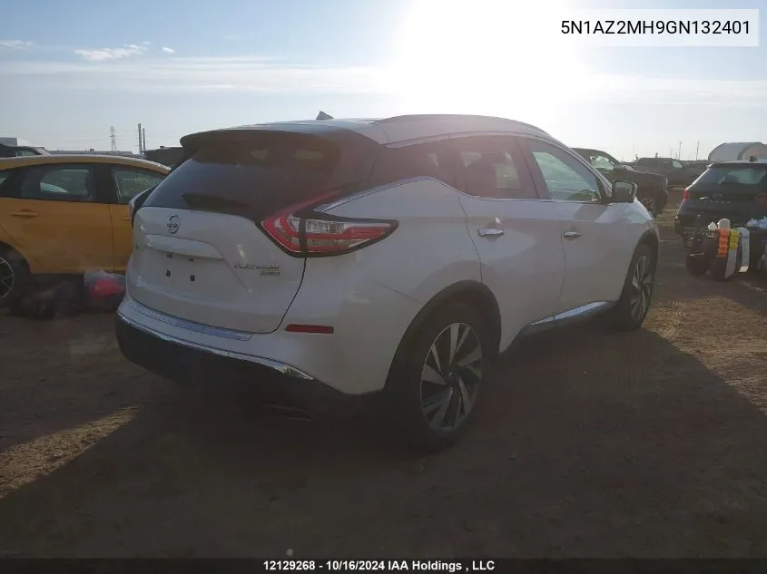 2016 Nissan Murano S/Sl/Sv/Platinum VIN: 5N1AZ2MH9GN132401 Lot: 12129268