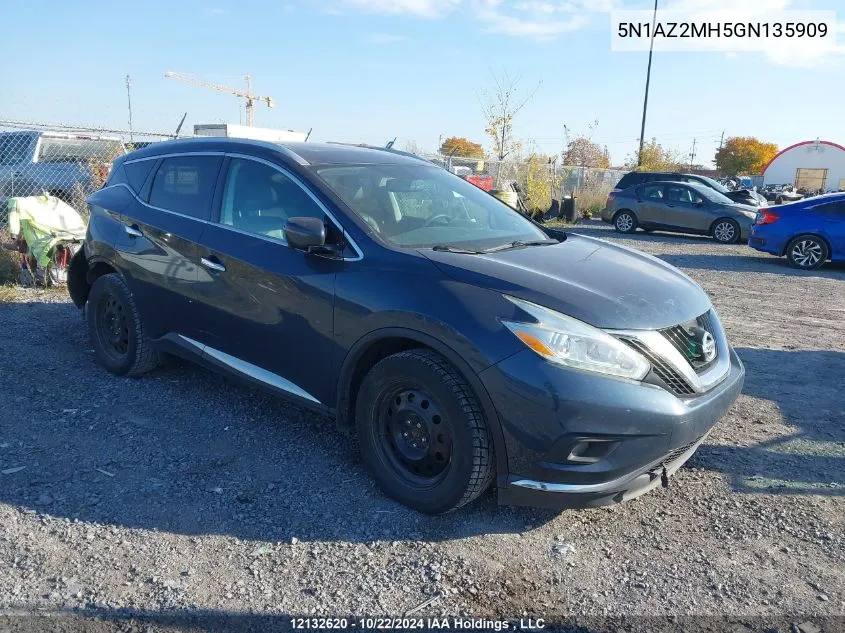 2016 Nissan Murano S/Sl/Sv/Platinum VIN: 5N1AZ2MH5GN135909 Lot: 12132620