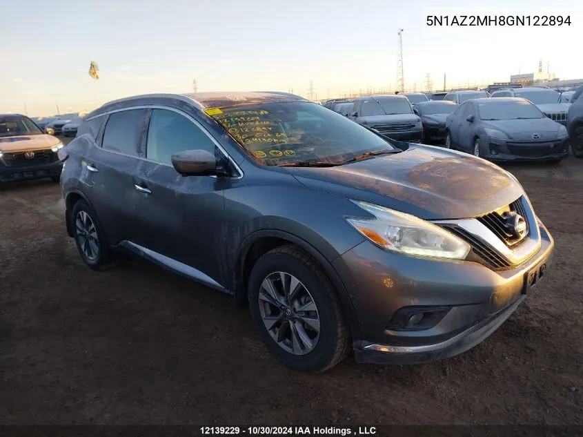 2016 Nissan Murano VIN: 5N1AZ2MH8GN122894 Lot: 12139229