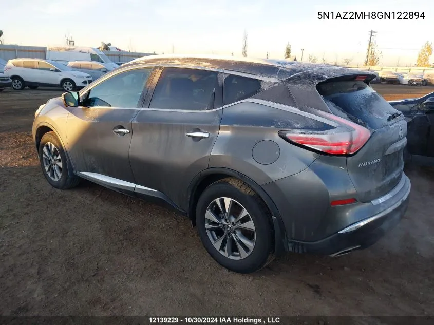 2016 Nissan Murano VIN: 5N1AZ2MH8GN122894 Lot: 12139229