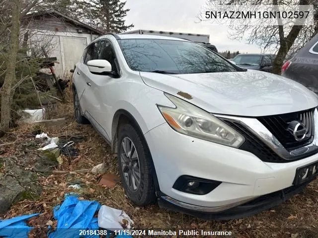 2016 Nissan Murano Sv VIN: 5N1AZ2MH1GN102597 Lot: 20184388