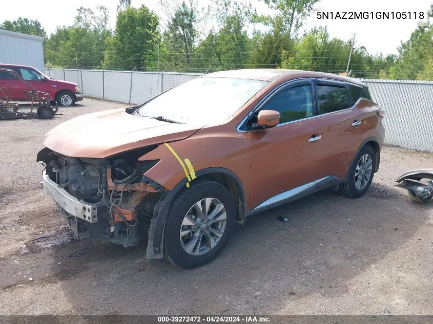 2016 Nissan Murano S VIN: 5N1AZ2MG1GN105118 Lot: 39272472