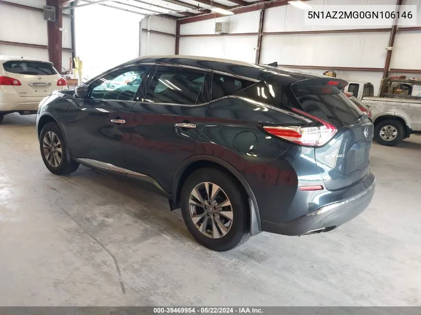 2016 Nissan Murano Sl VIN: 5N1AZ2MG0GN106146 Lot: 39469954