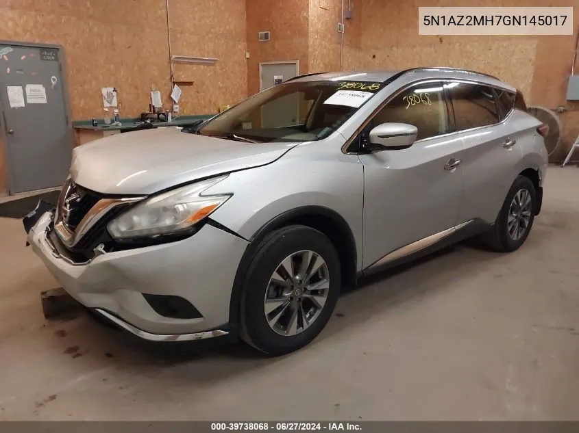 2016 Nissan Murano Sv VIN: 5N1AZ2MH7GN145017 Lot: 39738068