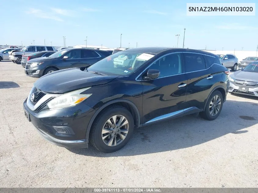 5N1AZ2MH6GN103020 2016 Nissan Murano Platinum/S/Sl/Sv