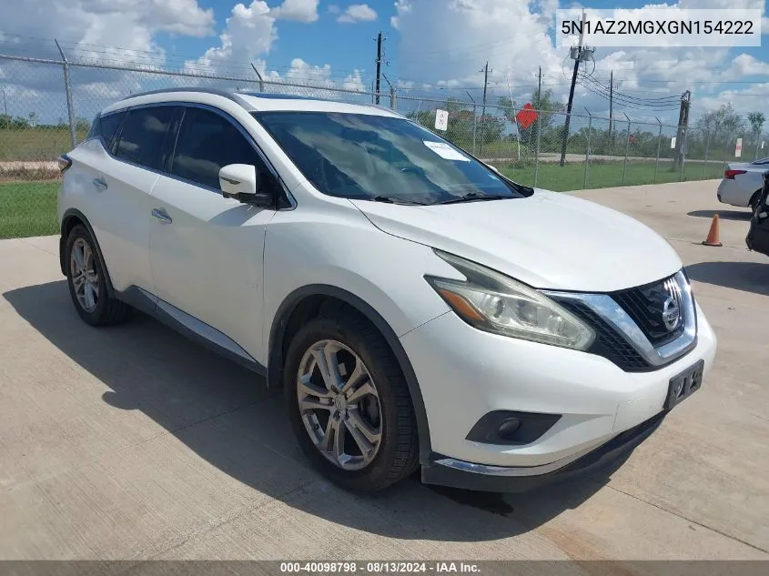 2016 Nissan Murano Platinum VIN: 5N1AZ2MGXGN154222 Lot: 40098798