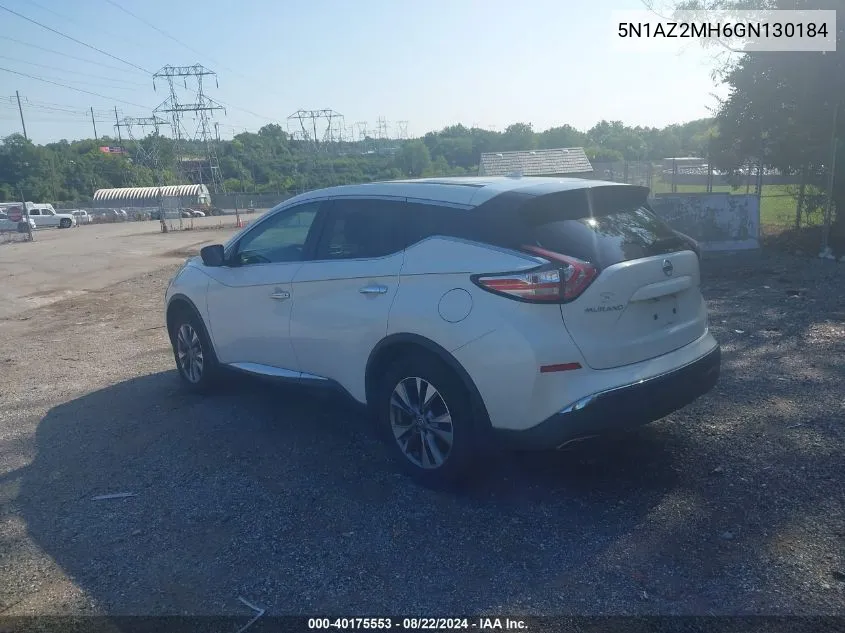 2016 Nissan Murano S VIN: 5N1AZ2MH6GN130184 Lot: 40175553