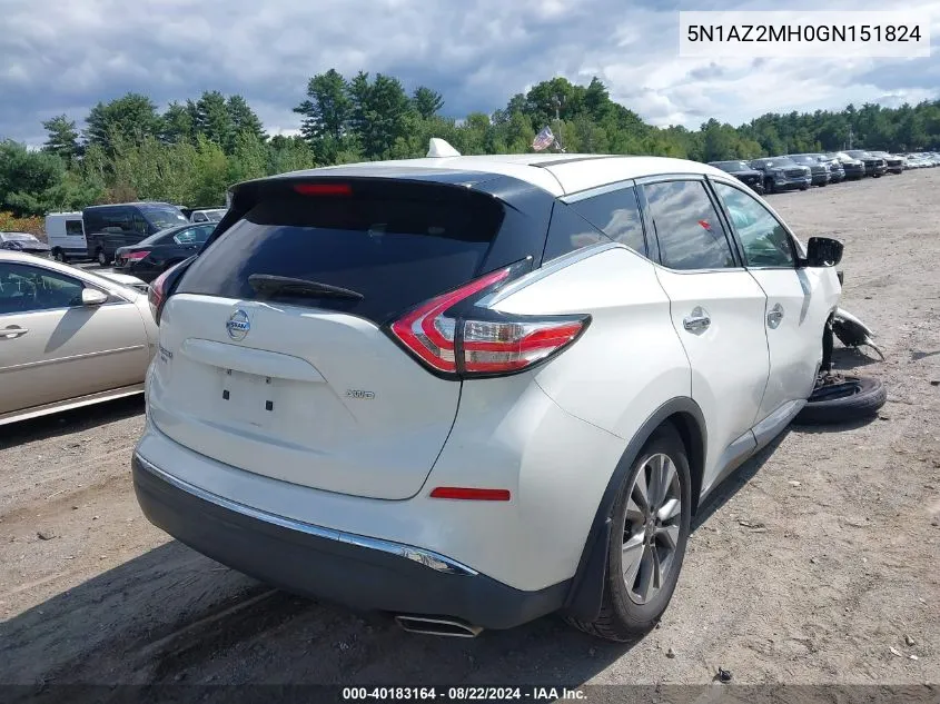 2016 Nissan Murano S VIN: 5N1AZ2MH0GN151824 Lot: 40183164