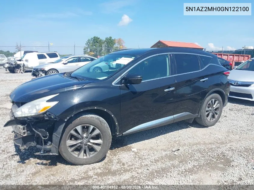 2016 Nissan Murano VIN: 5N1AZ2MH0GN122100 Lot: 40184952