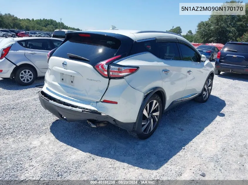 2016 Nissan Murano Platinum VIN: 5N1AZ2MG9GN170170 Lot: 40188238