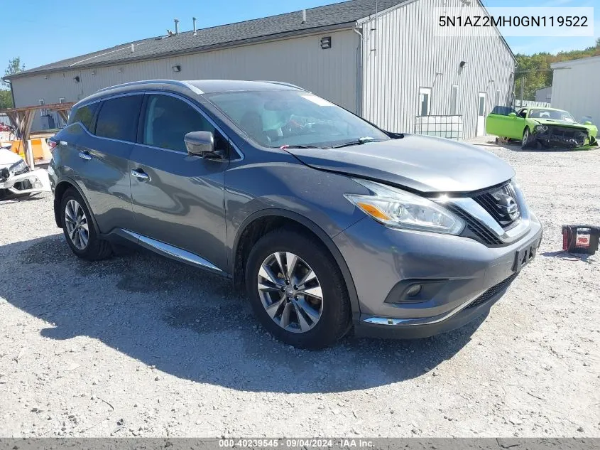 5N1AZ2MH0GN119522 2016 Nissan Murano S/Sl/Sv/Platinum