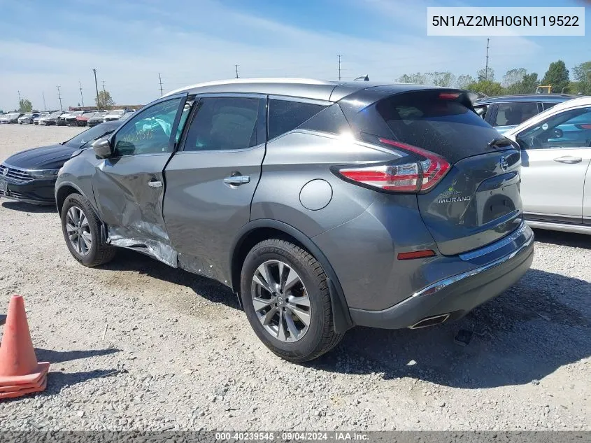 5N1AZ2MH0GN119522 2016 Nissan Murano S/Sl/Sv/Platinum