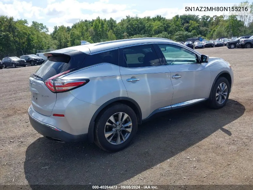 2016 Nissan Murano Sl VIN: 5N1AZ2MH8GN155216 Lot: 40264473