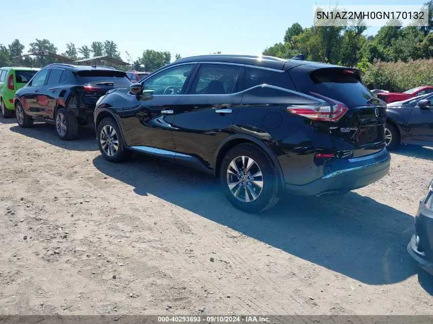 2016 Nissan Murano Sl VIN: 5N1AZ2MH0GN170132 Lot: 40293693