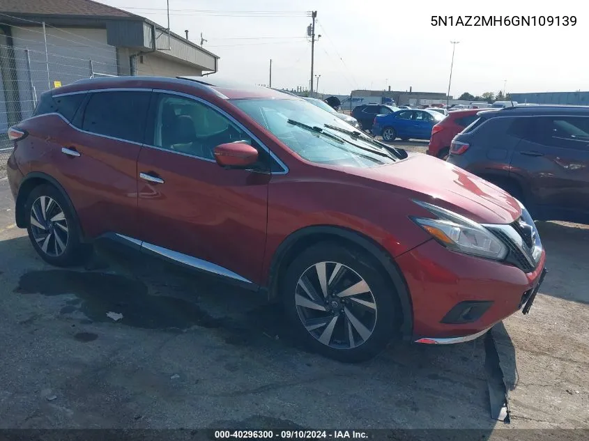 2016 Nissan Murano S/Sl/Sv/Platinum VIN: 5N1AZ2MH6GN109139 Lot: 40296300