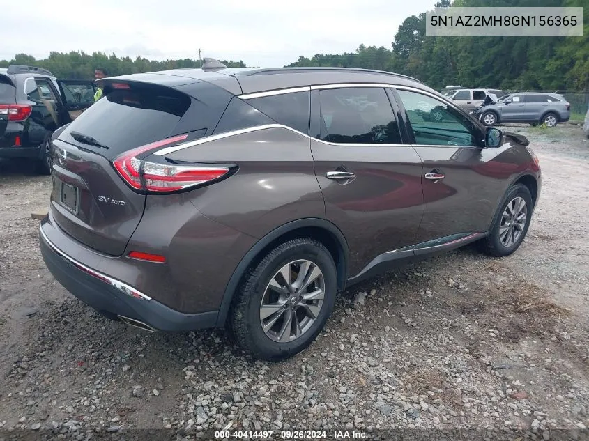 2016 Nissan Murano Sv VIN: 5N1AZ2MH8GN156365 Lot: 40414497