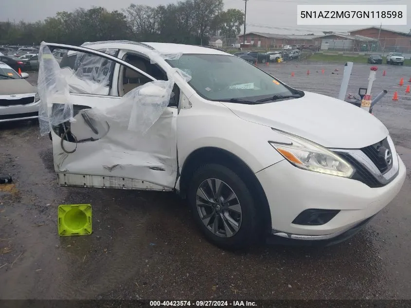 5N1AZ2MG7GN118598 2016 Nissan Murano Sv