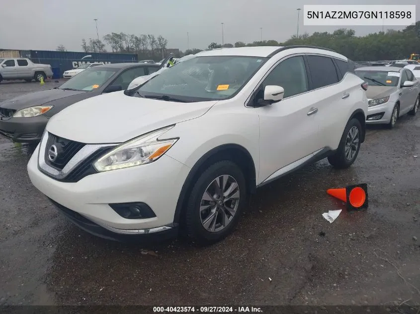 2016 Nissan Murano Sv VIN: 5N1AZ2MG7GN118598 Lot: 40423574