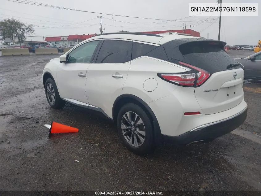 5N1AZ2MG7GN118598 2016 Nissan Murano Sv