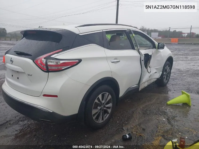 5N1AZ2MG7GN118598 2016 Nissan Murano Sv