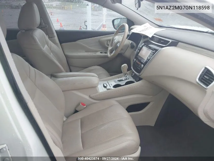 5N1AZ2MG7GN118598 2016 Nissan Murano Sv