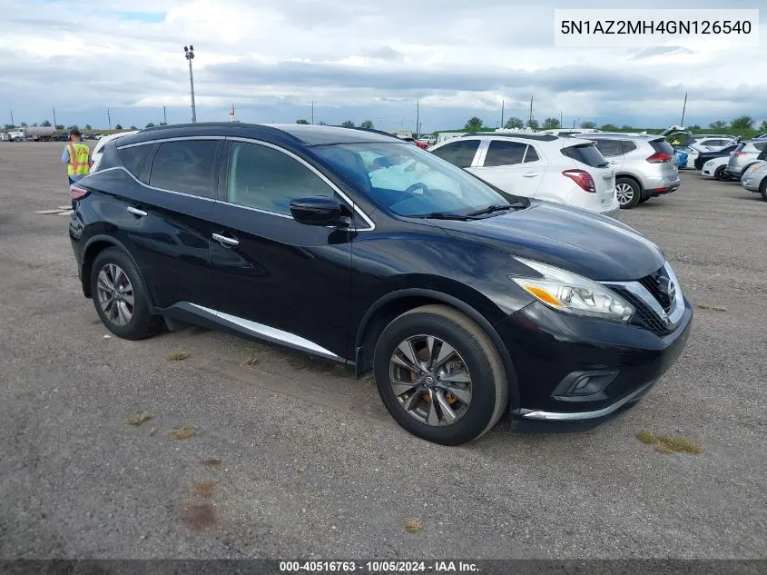 2016 Nissan Murano S/Sl/Sv/Platinum VIN: 5N1AZ2MH4GN126540 Lot: 40516763