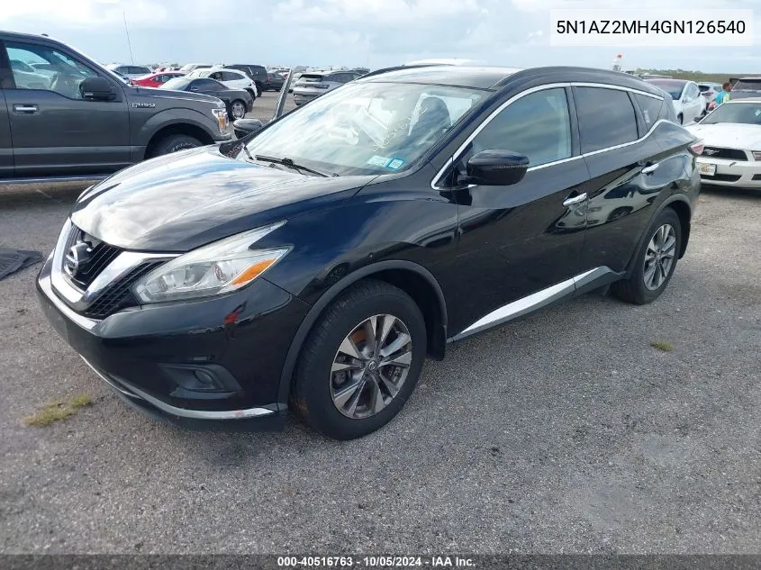 2016 Nissan Murano S/Sl/Sv/Platinum VIN: 5N1AZ2MH4GN126540 Lot: 40516763