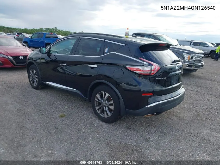 2016 Nissan Murano S/Sl/Sv/Platinum VIN: 5N1AZ2MH4GN126540 Lot: 40516763