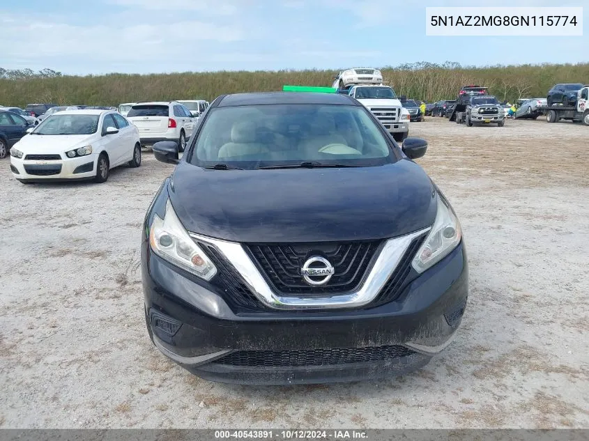 2016 Nissan Murano Platinum/S/Sl/Sv VIN: 5N1AZ2MG8GN115774 Lot: 40543891