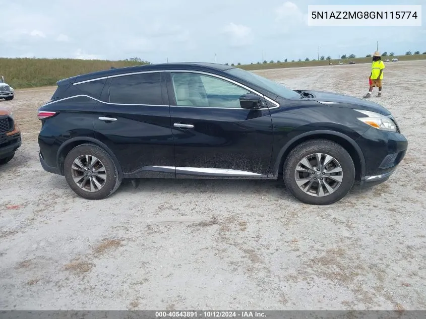 2016 Nissan Murano Platinum/S/Sl/Sv VIN: 5N1AZ2MG8GN115774 Lot: 40543891