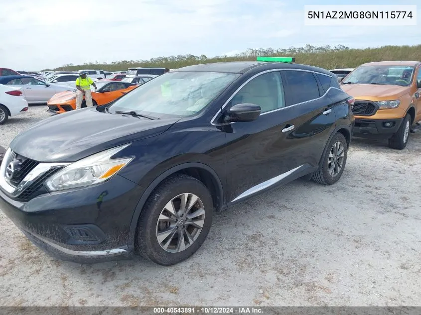 2016 Nissan Murano Platinum/S/Sl/Sv VIN: 5N1AZ2MG8GN115774 Lot: 40543891