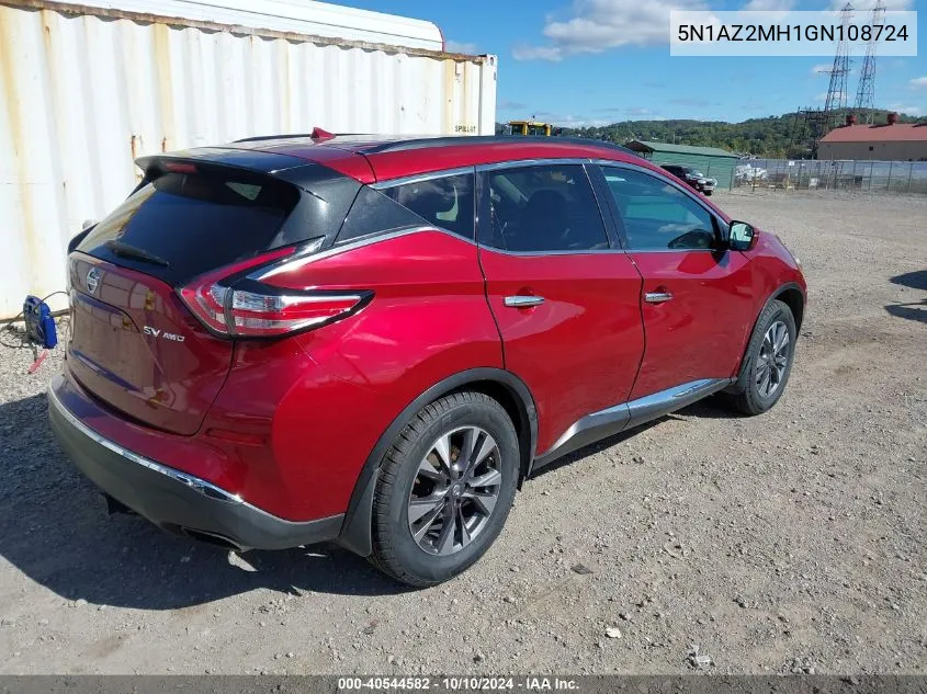 2016 Nissan Murano Platinum/S/Sl/Sv VIN: 5N1AZ2MH1GN108724 Lot: 40544582