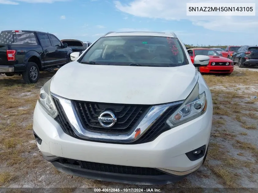 2016 Nissan Murano Platinum/S/Sl/Sv VIN: 5N1AZ2MH5GN143105 Lot: 40612845