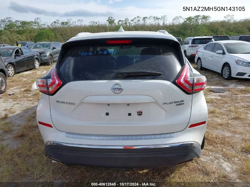 2016 Nissan Murano Platinum/S/Sl/Sv VIN: 5N1AZ2MH5GN143105 Lot: 40612845