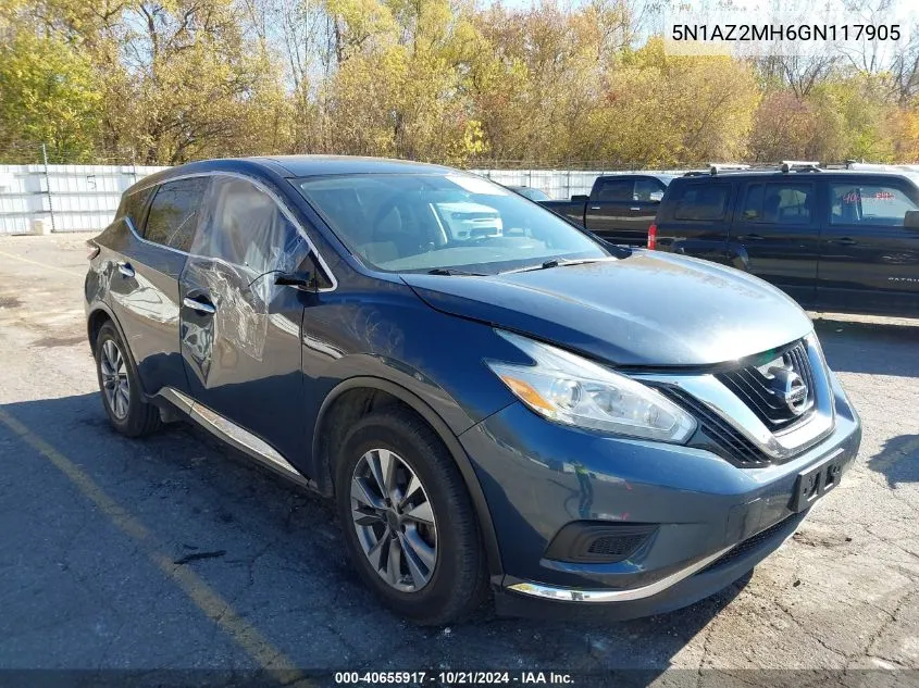 2016 Nissan Murano Platinum/S/Sl/Sv VIN: 5N1AZ2MH6GN117905 Lot: 40655917