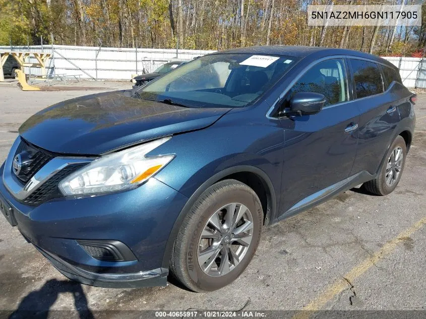 2016 Nissan Murano Platinum/S/Sl/Sv VIN: 5N1AZ2MH6GN117905 Lot: 40655917