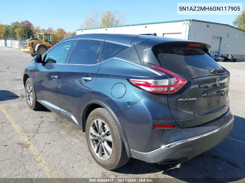 2016 Nissan Murano Platinum/S/Sl/Sv VIN: 5N1AZ2MH6GN117905 Lot: 40655917