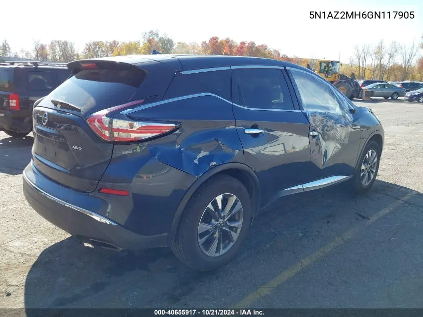 2016 Nissan Murano Platinum/S/Sl/Sv VIN: 5N1AZ2MH6GN117905 Lot: 40655917