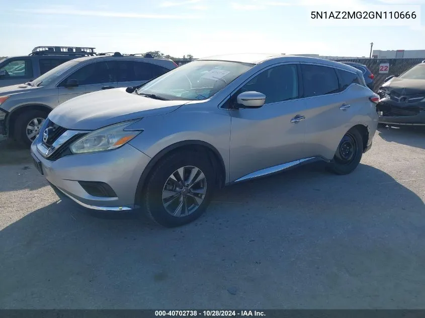 2016 Nissan Murano Platinum/S/Sl/Sv VIN: 5N1AZ2MG2GN110666 Lot: 40702738