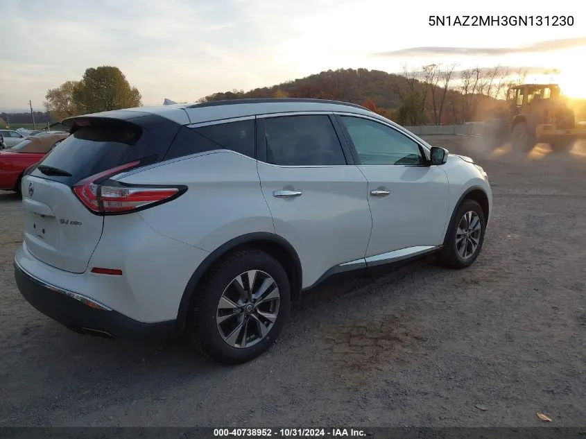 2016 Nissan Murano Sv VIN: 5N1AZ2MH3GN131230 Lot: 40738952