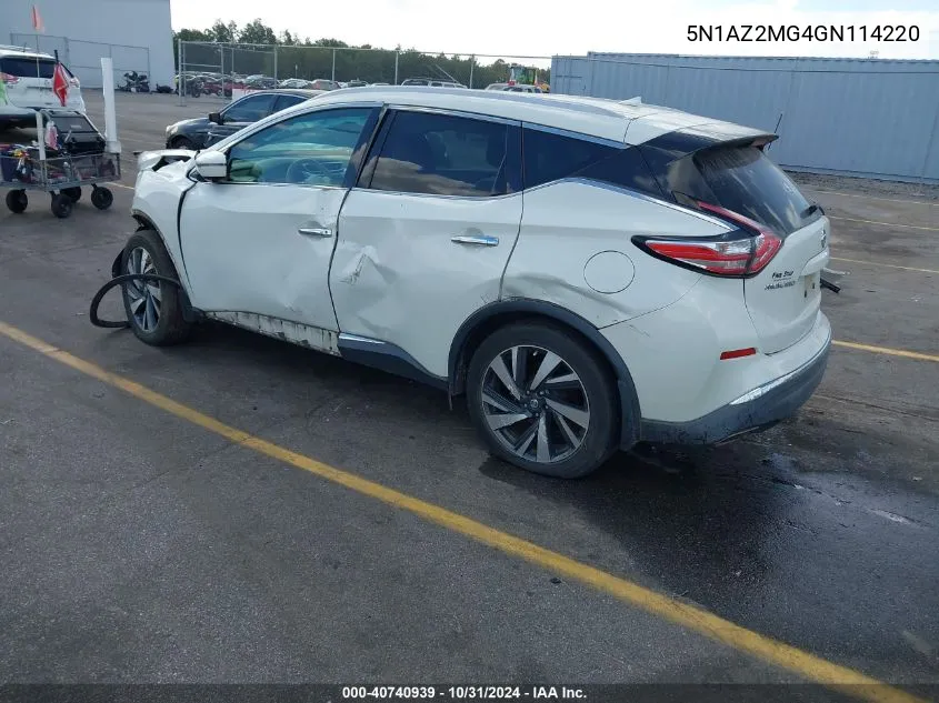 5N1AZ2MG4GN114220 2016 Nissan Murano Platinum