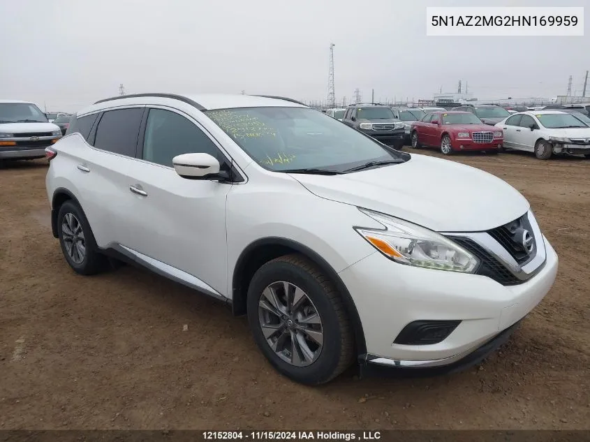 2017 Nissan Murano S/Sl/Sv/Platinum VIN: 5N1AZ2MG2HN169959 Lot: 12152804