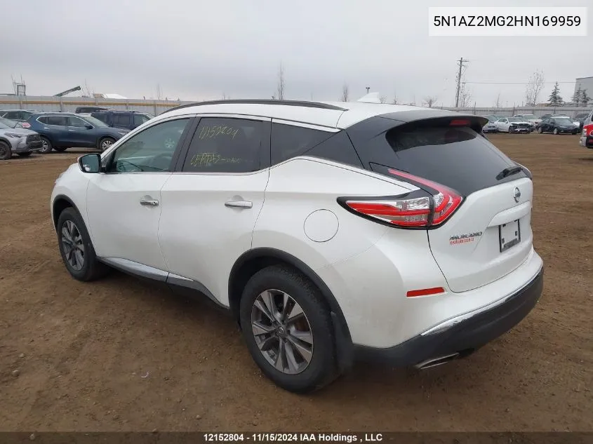 2017 Nissan Murano S/Sl/Sv/Platinum VIN: 5N1AZ2MG2HN169959 Lot: 12152804