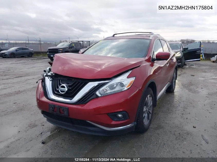 2017 Nissan Murano VIN: 5N1AZ2MH2HN175804 Lot: 12155284