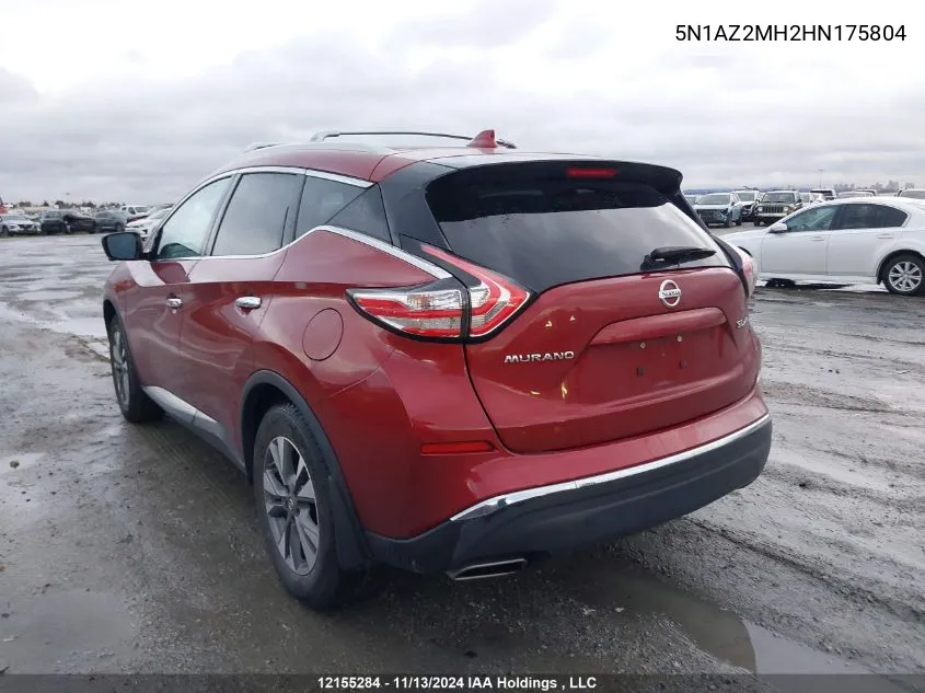 2017 Nissan Murano VIN: 5N1AZ2MH2HN175804 Lot: 12155284