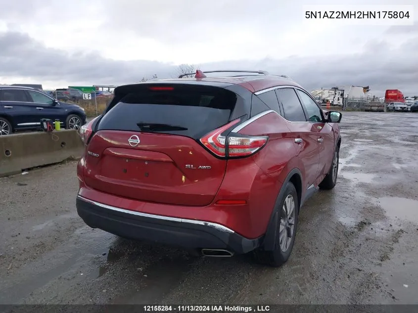 2017 Nissan Murano VIN: 5N1AZ2MH2HN175804 Lot: 12155284