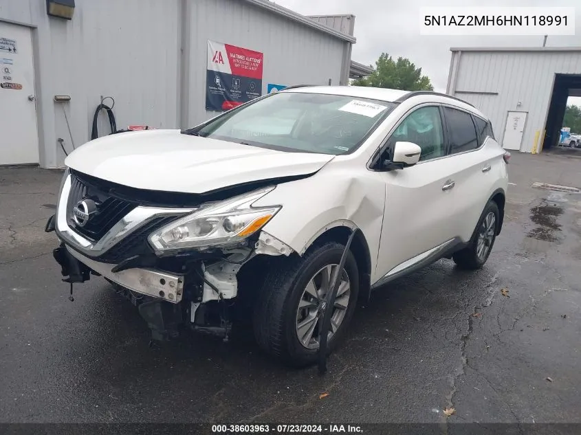 2017 Nissan Murano Sv VIN: 5N1AZ2MH6HN118991 Lot: 38603963